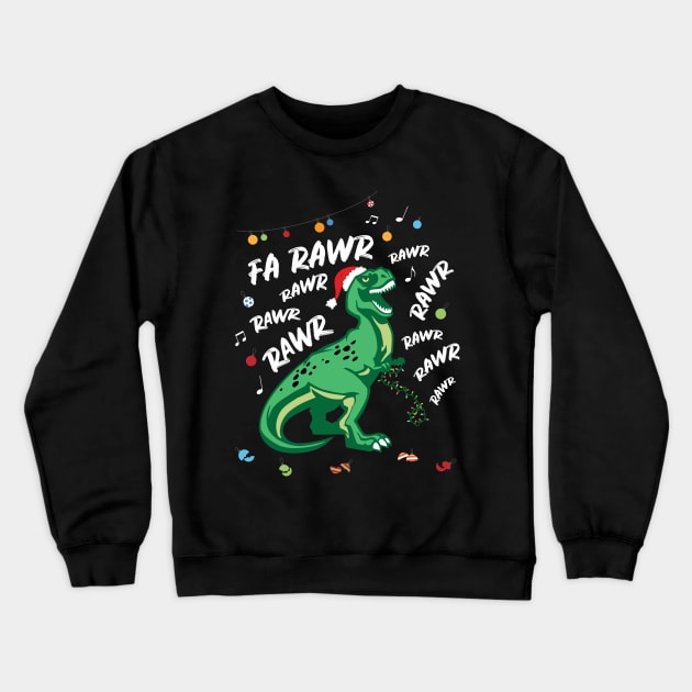 Fa Rawr Dinosaur Rex Crashing Christmas Funny Crewneck Sweatshirt by GDLife